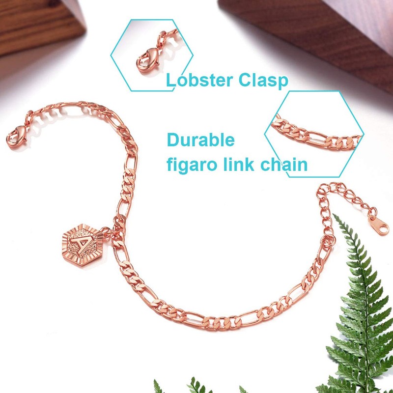 ChainsPro Women Anklets for Bigger Ankles Bracelet Rose Gold Plated