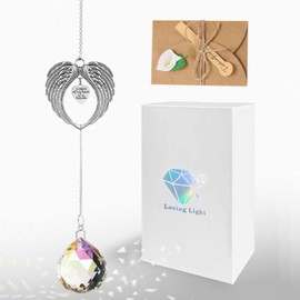 Memorial Gifts for Loss of Loved One, Clear Crystal Ball Suncatcher, Bereavement Grief Gift Box for Loss of Mother Father Husband Son Daughter Dog Cat Pet (Love heart + Crystal Ball)