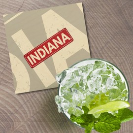 Unbranded Indiana USA State Grunge Retro Red 4'' X 4'' Square Wooden Coaster