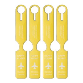 Veki Pack of 4 Waterproof PVC Suitcase Tags, Luggage Tags with Name Plate, Address Tag, Suitcase Handbag Labels, Cruise Suitcase Tags for Travel Bags, Suitcases, Backpacks (Yellow)