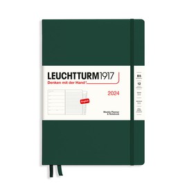 LEUCHTTURM1917 367750 Weekly Planner & Notebook Composition (B5) 2024, with booklet, Forest Green, English