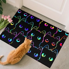 Cat Door Mats 2x3 Feet, Cartoon Cats Rug for Indoor Entryway Absorbent Small Cats Carpet for Paws Entrance Rug, Washable Front Door Cat Mat with Cute Pet Print Welcome Floor Mats
