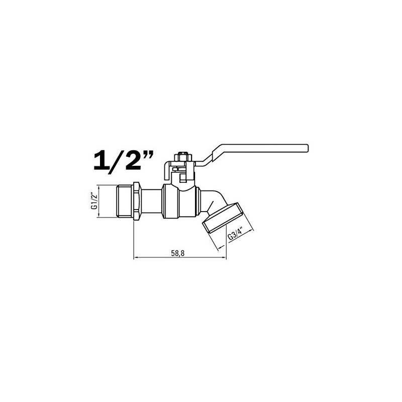 1/2" Garden Patio Bib Ball Valve Lever Type Handle Replacement
