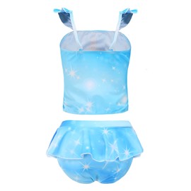 Akokvlar - Traje de baño de dos piezas para niñas pequeñas, Azul (Blue Unicorn), 4-5T