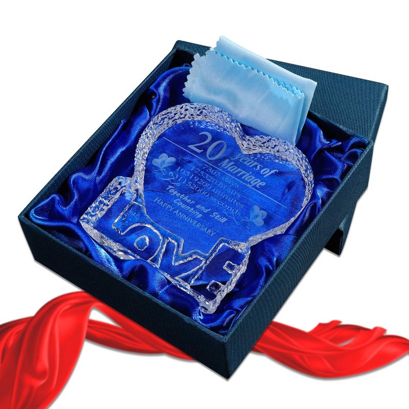Movdyka 20th Wedding Anniversary Present 20 Years Crystal Sculpture Keepsake