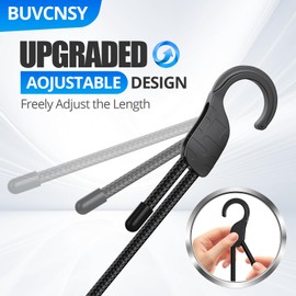 Buvcnsy 24" Adjustable Bungee Cords with Hooks, Heavy Duty Outdoor 6 Pack Black, Length-Adjustable Design (7"-24"), UV-Resistant Elastic Straps for Cargo, Camping, Tents, Bikes, Luggage, etc