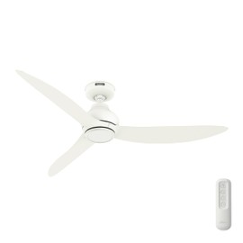 Hunter Fan 52 Inch Matte White Indoor/Outdoor Ceiling fan with Remote for Porch, Living Room, Office, Kitchen (Renewed)