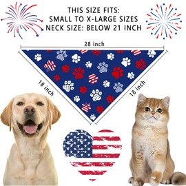 4th of July Dog Bandanas, Double Sided 2 Pack Holiday Patriotic Dog Kerchief Independence Day Dogs Gifts (03)