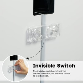 EUDEMON 2 Pack Childproof Refrigerator Lock, Baby Safety French Fridge Door Lock, Freezer Lock, Invisible Cabinet Cupboard Lock for Toddlers, Easy to Install, no Tools Need or Drill (Transparent)