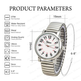 Blekon Original Nurse Watch - Multiple Color Stretch Bands, Easy Read Dial and Pulsometer, Second Hand, Water Resistant Watch