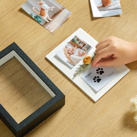 MUXIUNT 5x7 Shadow Box Picture Frame Display Case with Soft Linen Back-Thickened Panel,Small Mini Black Deep Shadow Box Frame 5x7 for Insect Medal Display Pet Photo Memorial Flower Craft