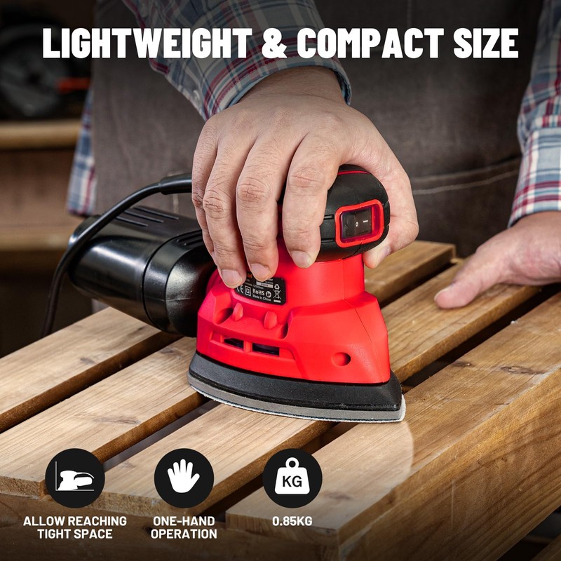DOVAMAN 130W Detail Sander, 12000RPM Palm Sander Tool