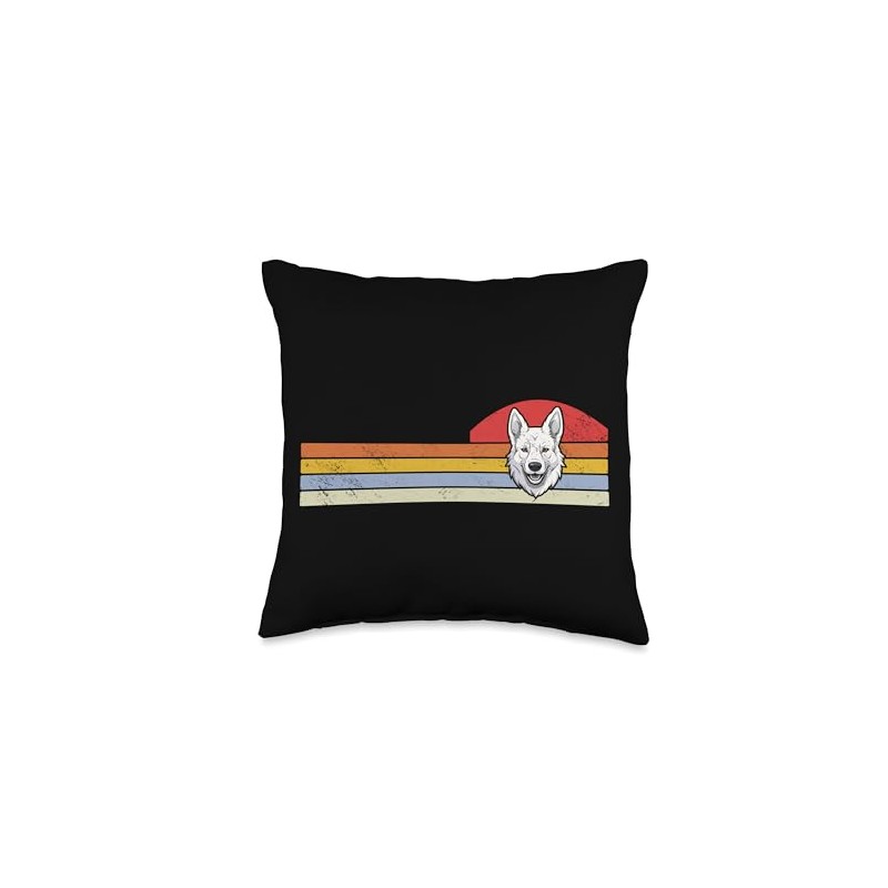 White Shepherd Vintage Funny White German Shepherd Throw Pillow