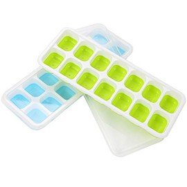 2 Pack Silicone stackable Ice Cube Trays, Reusable Flexible Silicone Ice Cube Trays with Spill-Resistant Removable Lids, Easy Release Ice Maker Tray - Easy to Use & Dishwasher Safe (Variety Pack of 2)