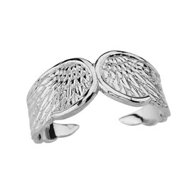 Fine Sterling Silver Opened Angel Wings Ring (Size 5.25)