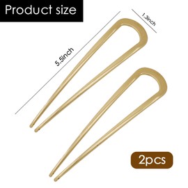 2 PCS U-Shaped Large Metal French Hair Pins for Thick Hair, Elegant French Twist Hair Clips for Women and Girls, Gold