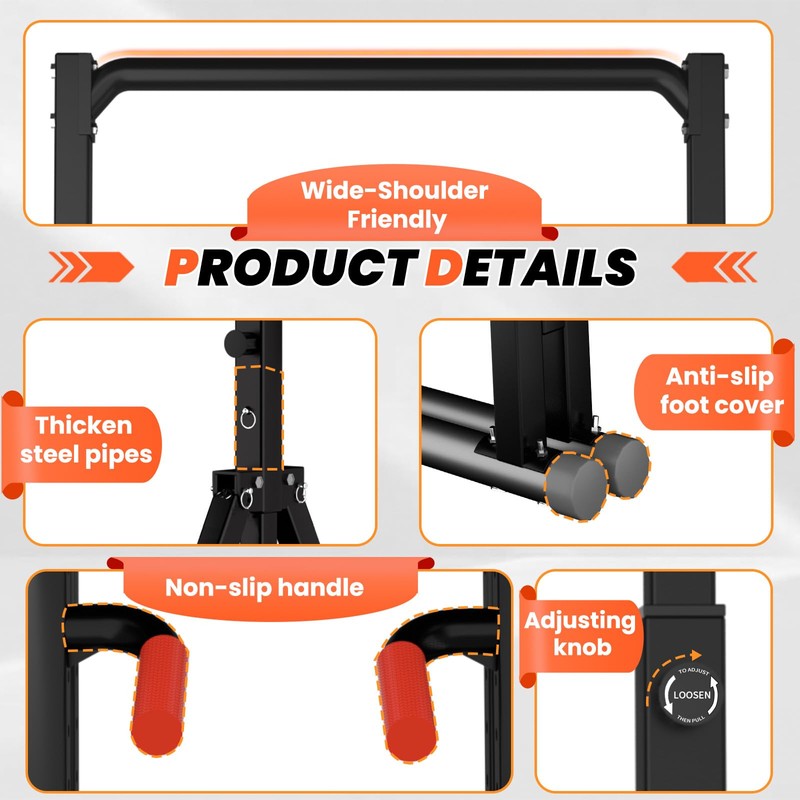 WATBKHE Power Tower Pull Up Dip Station Foldable, Pull Up