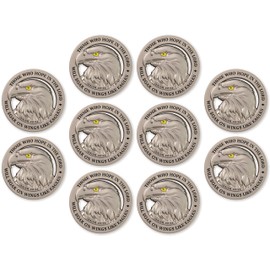 American Bald Eagle Challenge Coin, Bulk Pack of 10 Christian Pocket Tokens, Isaiah 40:31 Bible Study Supplies for Men, Religious Worry & EDC Coins for Police & Military Veterans