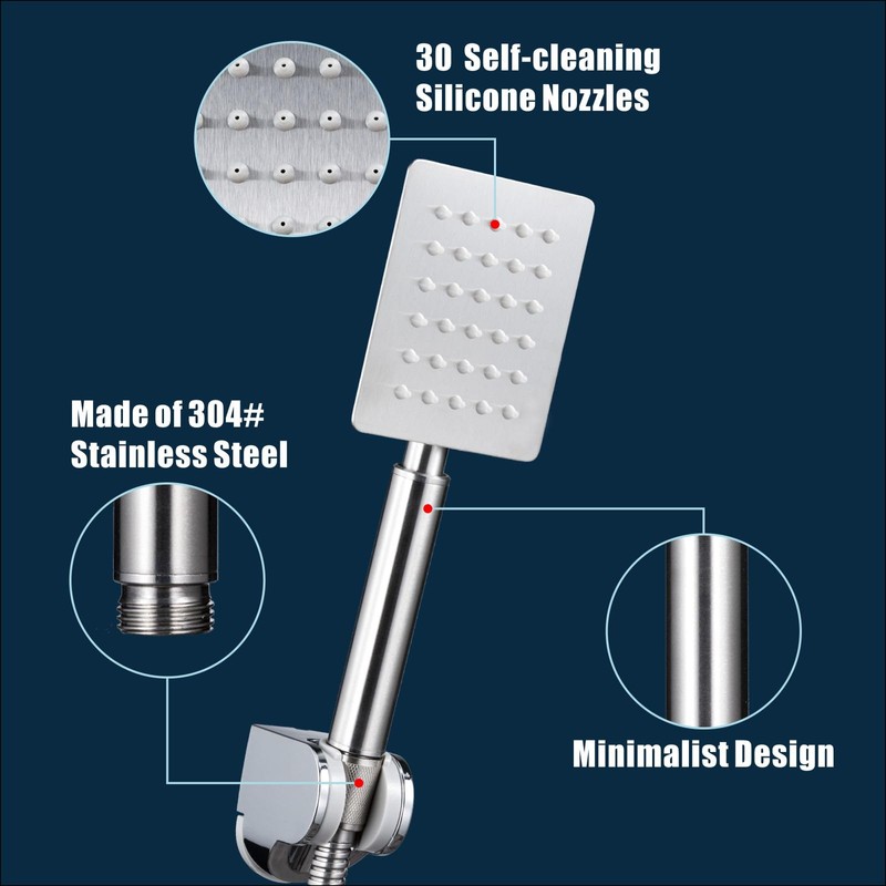 Voolan Full Metal Hand Shower, High Pressure Shower Heads, Simple