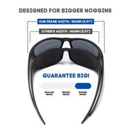 PRIVEL XXL Size Extra Large 150MM Wrap Around Sport Polarized Sunglasses for Big Wide Heads Men TR90 Running Cycling Glasses (PMX011P-2)