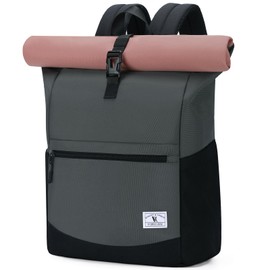 VX VONXURY Roll Top Backpack for Women,15.6 inch Laptop Backpack for Men,Top Open Casual Daypack for Work Travel