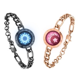 TOTWOO Long Distance Touch Bracelet, Smart Bracelet, Long Distance Couples Bracelet Pair, Bluetooth Connection, Gift Present, Anniversary, Accessory, Gift Box Included, Stainless Steel, No Gemstone