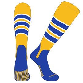 PEAR SOX OTC Baseball Softball Stirrup Socks (C, 5in) Gold, White, Royal, Royal (S)