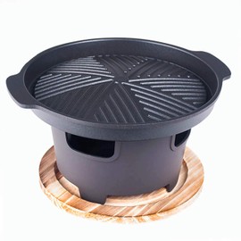 Happy Sales HSHG-ALMCNR, Japanese 7" D Tabletop Portable Grill Hibachi Grill Konro Yakiniku Grill, Nonstick Die-Cast Aluminum