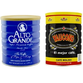 Alto Grande Super Premium Ground Coffee 8.8 Ounce Canister and Yaucono Ground Coffee 10 Ounce Canister Puerto Rico Variety Bundle