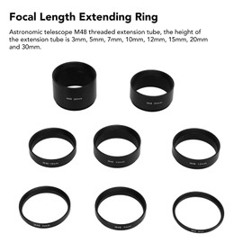 Telescope Extension Tube Set, 8 PCS Aluminum Alloy M48X0.75 Astronomical Extension Tube Kit 3 5 7 10 12 15 20 30mm Extending Ring for Astronomical Telescope Photography
