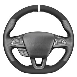 MEWANT Sew DIY Sewing Black Microfiber Leather and black suede Steering Wheel Cover for ford Focus (ST | RS) 2015-2018/ Focus ST RS Steering Wheel Cover
