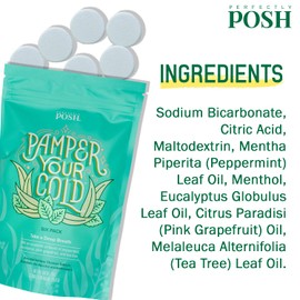 Perfectly Posh - Pamper Your Cold Shower Tablets - Essential Oil Blend of Peppermint, Eucalyptus, Pink Grapefruit & Tea Tree Oil - Pack of 6