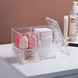 파라구스토스 [Free Special Offer] Kiming Multi Cotton Pads and Q-tips with Transparent Case for Dust Prevention
