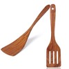 Set of 2 Wooden Spatulas - 30 cm Natural Teak
