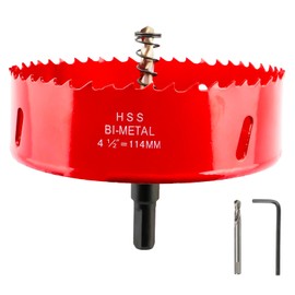 Hole Saw 4-1/2 Inch(114mm) for Wood, Plastic Board, Ceiling,Drywall, and Metal Sheet - HSS Bi-Metal Hole Cutter with Pilot Drill Bit