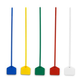 8 in Marker Nylon Cable Ties, Plastic Water Proof Tags, Self-Locking Written-on Cable Marker, Security Seals Label for Cabling, Wire Marking Label, Shipping Hanging Tags - Blue/ 100pcs