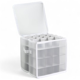 MIJOMA Storage Box, Sorting Box, Christmas Bag for Christmas Tree Baubles and Christmas Decorations, Collapsible, Transparent (White, 30 x 30 x 30 cm for 64 Pieces)