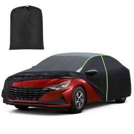 Mixsuper Liner Car Cover for Elantra 2006-2024, Full Car Cover All Weather Car Covers for Elantra, Waterproof Outdoor Cover with Zipper Door Reflective Strips