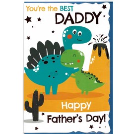 Fathers Day Card For Daddy 15 x 23 Cm You're The Best Daddy Happy Father's Day Dinosaur Theme