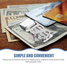 Vosarea 1 x Metal Dollar Sign Shape Stainless Steel Money Clip Credit Card Holder, silver, Minimalist