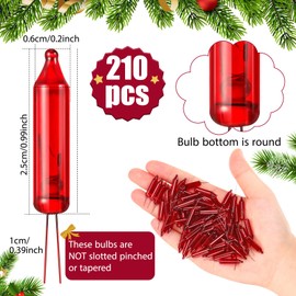 Remagr 210 Pcs 3.5v Christmas Mini Light Bulbs Christmas Incandescent Wire String Lights Clear Replacement Bulbs for Christmas Tree Xmas Thanksgiving Indoor Outdoor Decor (Red)