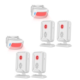 GREENCYCLE Door Sensor Chime, Motion Detector Alarm, Commercial Door Bells for Business Entry, Home Security Alert (918 Feet,36 Tunes,4 Volume Levels,LED Indicators), 4Receiver2Infrared Transmitter