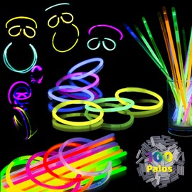 XIaoyaNgkejI 100 Pcs Pulseras Neon para Fiestas, Glow Sticks con Luces LED de 7 Colores, 8" Suministros Fiestas, Juego de Palos de luz para Fiesta, Navidad, Boda, Cumpleaños, Espectáculo