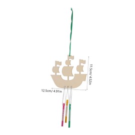 Gatuida 1 Set DIY Sailboat Wind Chime Craft Kit for Unfinished Wooden Painting with Boat Bells and Brushes for Outdoor Decoration and Creative Projects