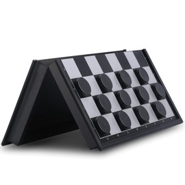 OkidSTEM Magnetic Travel Checkers Board Game Set with Folding Board Family Educational Toys for Kids and Adults