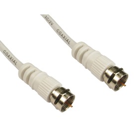 World of Data 1m F-Type Satellite Cable | Nickel Plated | 75ohm | Coax, Antenna, F-Connector, Aerial, Lead | WHITE Colour