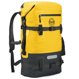 STOVER 25/30/40/55L Waterproof Dry Backpack- Large Floating Dry Bag for Kayaking, Travel, Paddle Boards, Tubing, Hiking, Fishing, Camping, Motorcycles, Beach, Heavy Duty Roll Top Men/Women (Yellow)