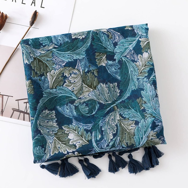 CHROME CRANE MF018 Women's Stole Floral Flower Leaf Design Large