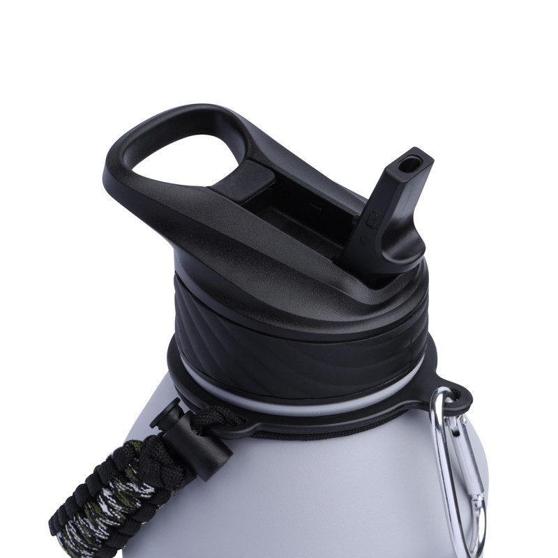Hydragear Zenith Straw Stainless Steel Bottle with Carabiner, Compass, Signal