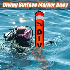 Pluzluce 6FT Dive SMB Surface Marker Buoy, High Visibility Inflatable Scuba Signal Tube with Reflective Strip, Safety Sausage Surface Signal Marker Buoy Floating for Underwater Diving Snorkeling